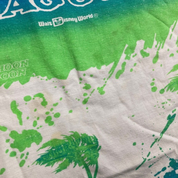 Vintage Typhoon Lagoon Shirt Mens M Blue Green All Over Print Single Stitch 90s - Picture 4 of 11